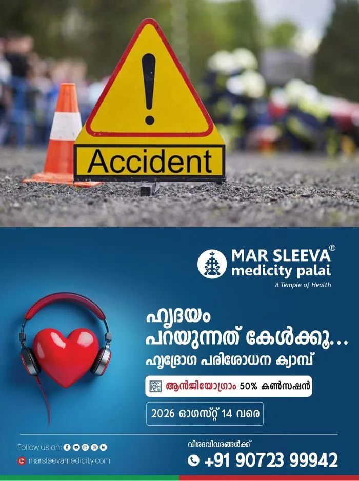 പാലായിൽ വിവിധ അപകടങ്ങളിലായി മൂന്ന് പേർക്ക് പരിക്കേറ്റു; പരിക്കേറ്റവർ മാർ സ്ലീവാ മെഡിസിറ്റിയിൽ ചികിത്സയിൽ 