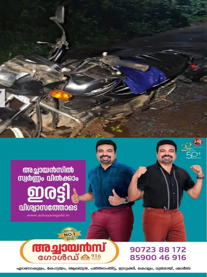 മുണ്ടക്കയം പുഞ്ചവയൽ–പാക്കാനം–ഇഞ്ചക്കുഴി റോഡിൽ ബൈക്ക് യാത്രക്കാരന് നേരെ കാട്ടുപോത്തിന്റെ ആക്രമണം