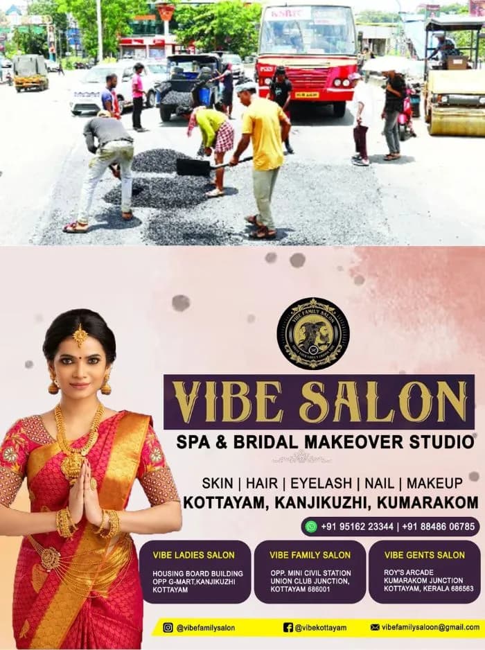 ഓണത്തിരക്കിലേക്ക് പോകും മുന്നേ കോട്ടയത്ത് എംസി റോഡില്‍ തിരക്കിട്ട അറ്റകുറ്റപ്പണി; നഗരം കുരുക്കിൽ മുങ്ങി 