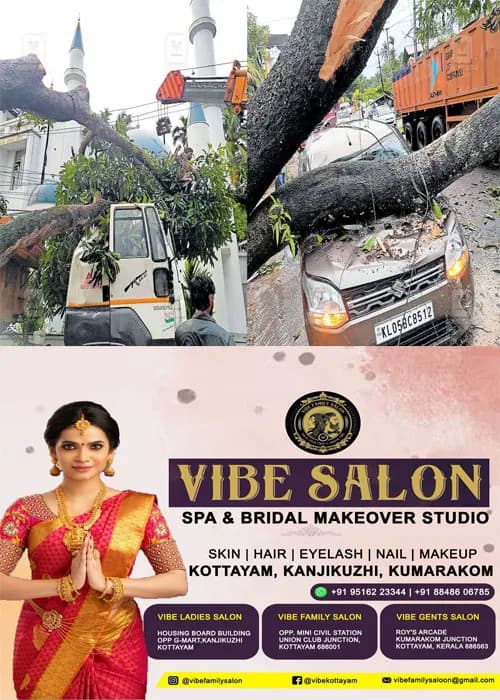 ചങ്ങനാശേരിയിൽ  ജീവൻ രക്ഷിച്ചത് റോഡിൽ കേടായി കിടന്ന ലോറി;ലോറിയില്ലായിരുന്നെങ്കിൽ ജീവൻ തന്നെ നഷ്ടപ്പെടുമായിരുന്നു വിതുമ്പി കൊണ്ട്  സി.വി.പോൾ; ശക്തമായ കാറ്റിൽ റോഡരികിലെ കൂറ്റൻ മാവ് കടപുഴകി;വൻ അപകടം ഒഴിവായത് തലനാരിഴക്ക്