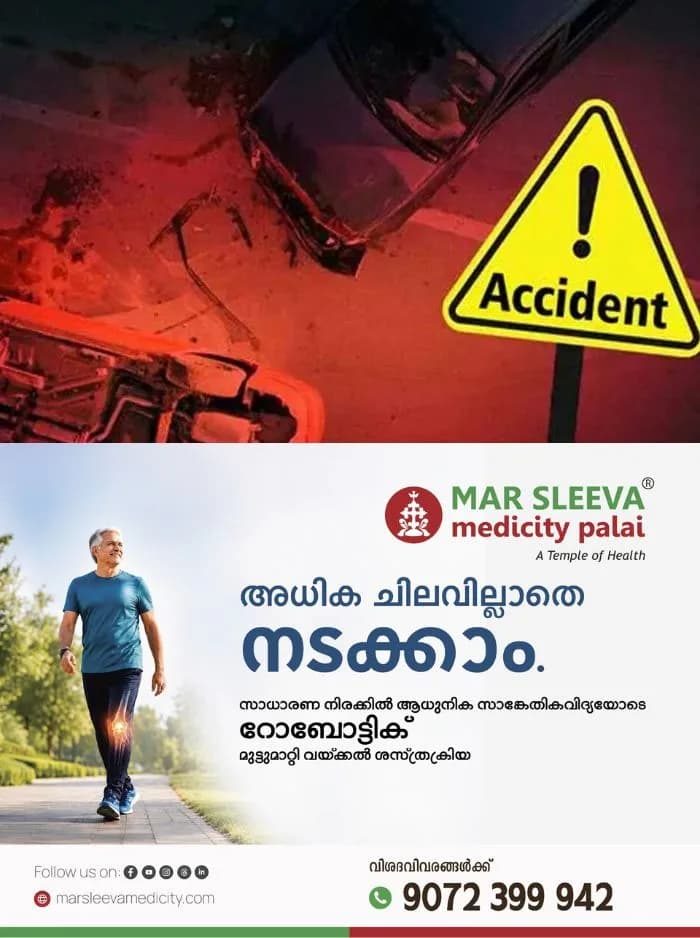 പാലായിൽ വിവിധ അപകടങ്ങളിൽ 3 പേർക്ക് പരിക്ക്; പരിക്കേറ്റവർ ചേർപ്പുങ്കൽ മാർ സ്ലീവാ മെഡിസിറ്റിയിൽ ചികിത്സയിൽ 