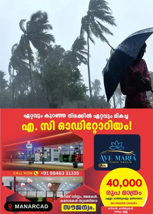 സംസ്ഥാനത്ത് ആഗസ്റ്റ് 26 വരെ മണിക്കൂറിൽ 40 മുതൽ 50 കിലോമീറ്റർ വരെ വേഗതയിൽ കാറ്റിന് സാധ്യത; ജാഗ്രത നിർദേശങ്ങൾ