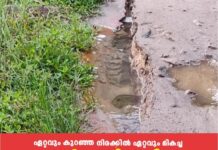 ചെറുതനയില് റോഡ് ആറ്റിലേക്ക് ഇടിഞ്ഞു താഴ്ന്ന അവസ്ഥയിൽ; കുടിവെള്ളം മുട്ടി, മുപ്പതോളം കുടുംബങ്ങള് ദുരിതത്തില്