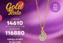 ഇന്ന്(25/05/26) സ്വർണവിലയിൽ വർധന; ഗ്രാമിന് കൂടിയത് 30 രൂപ: അറിയാം കോട്ടയം അരുൺസ് മരിയ ഗോൾഡിലെ സ്വർണവില