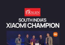 ഷവോമി മൊബൈല്സ് ബെസ്റ്റ് സൗത്ത് ഇന്ത്യന് ചാമ്പ്യന് പുരസ്കാരം സ്വന്തമാക്കി ഓക്സിജൻ